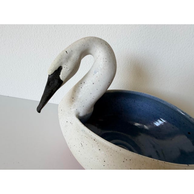 1980’s Vintage Handmade Ceramic Swan Bowl or Planter, Signed For Sale - Image 4 of 12