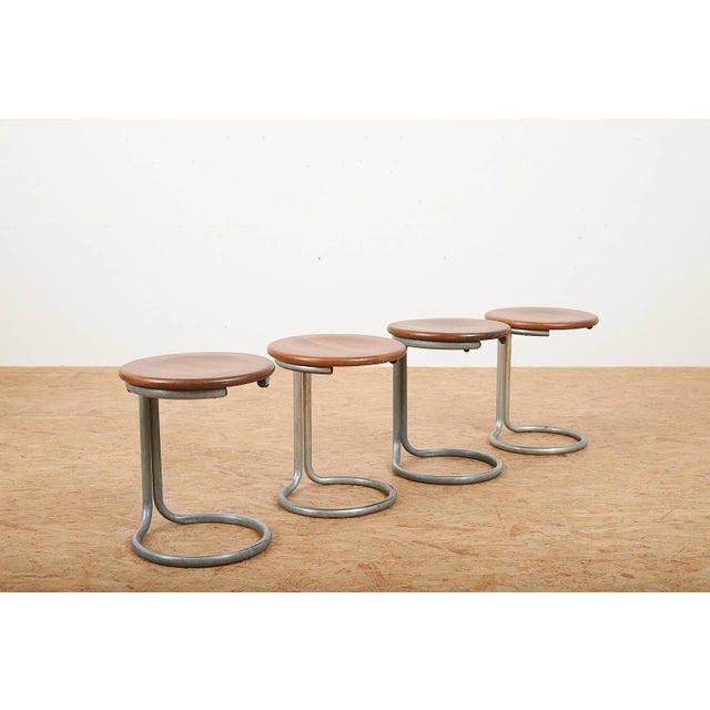 Poly Stool in Lacquered Mahogany by Gian Franco Legler for Aarea, 1978 For Sale - Image 6 of 10