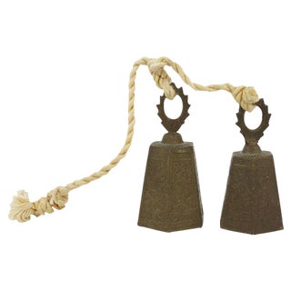 Engraved Brass Bells - a Pair For Sale