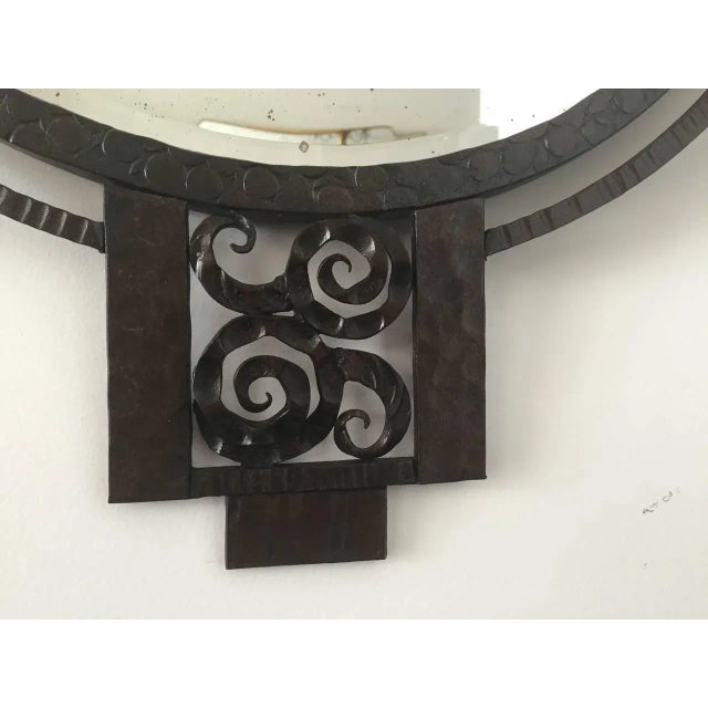 Art Deco Edgar Brandt Wrought Iron Mirror For Sale - Image 3 of 6