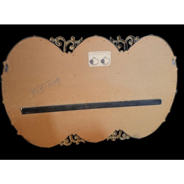 Vintage Oval Ornate Triple Hollywood Regency Triptych Glamour Wall Mirror For Sale - Image 10 of 10