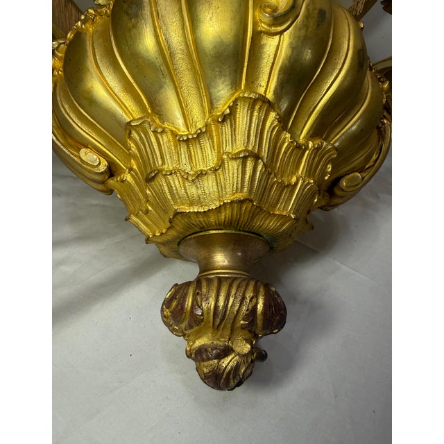Large Antique 1800's Ornate Louis XVI Dore Bronze Electric Oil Lamp Chandelier For Sale - Image 4 of 16