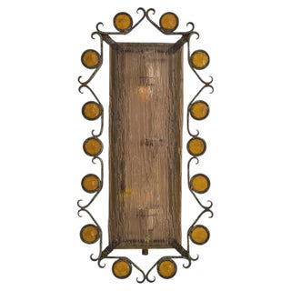 Italian Hand-Forged Wrought Iron Sconce Attributed to Longobard No. 01, 1970s For Sale