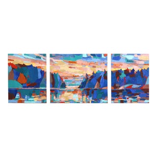 You Can Let the Thought Pass (Triptych) - Textural Landscape Impasto Painting Original Artwork by Dana Cowie For Sale
