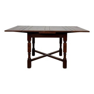 Early 20th Century Antique English Edwardian Oak Draw-Leaf Dining Table, 1890s For Sale