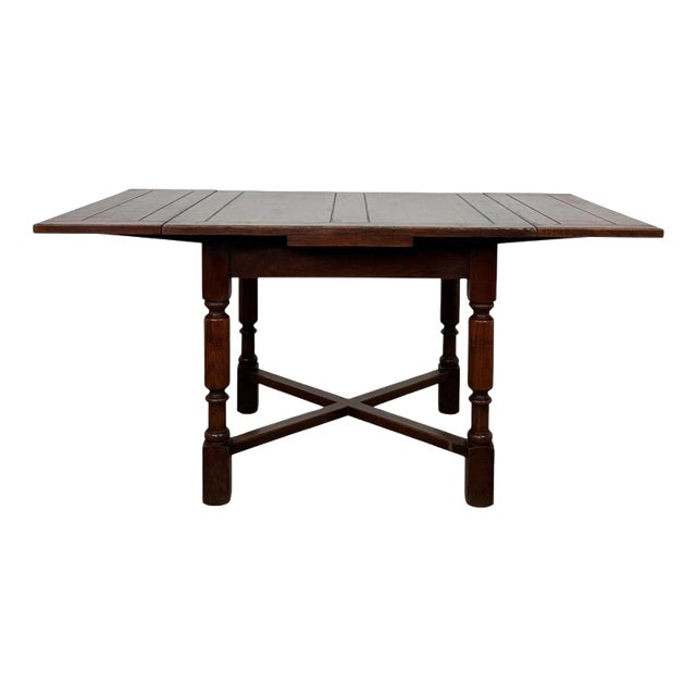 Early 20th Century Antique English Edwardian Oak Draw-Leaf Dining Table, 1890s For Sale