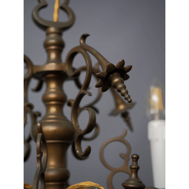 18th Century Flemish Bronze Oil Chandelier For Sale - Image 7 of 12