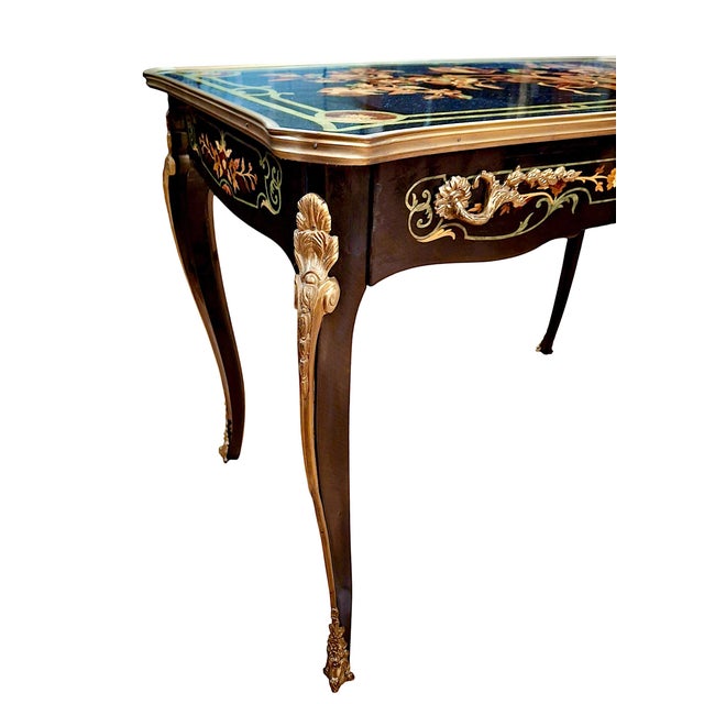 Late 20th C. Louis XV Style Marquetry Inlaid Writing Desk For Sale In San Francisco - Image 6 of 11