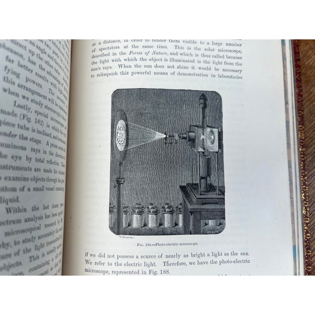 Fascinating Antique Victorian Science & Engineering Book Physical Forces by Guillemin Illustrated Red Leather Bound Home Library Decor For Sale In New York - Image 6 of 10
