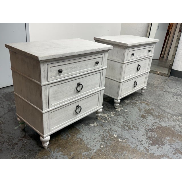 Coastal Lexington Oyster Bay Collection Cedarhurst Nightstands, Pair For Sale - Image 3 of 12