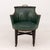 Regency Style Green Vinyl Upholstered Ebonized Arm Chair, with riveted brass detail and rope twist top handle, atop...