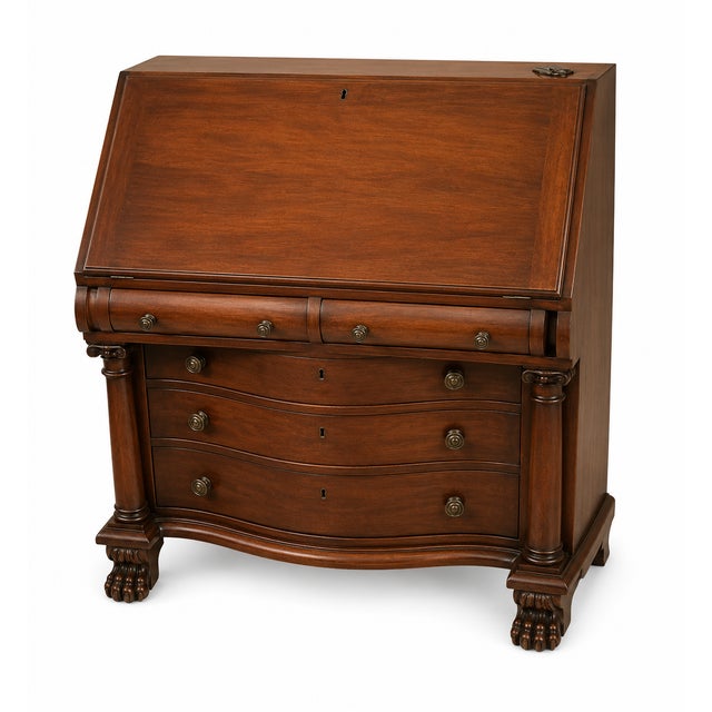 Antique Mahogany Secretary Desk. 34"(l)21"(d)41"(h) American Empire period with carved claws for feet Drop front for...