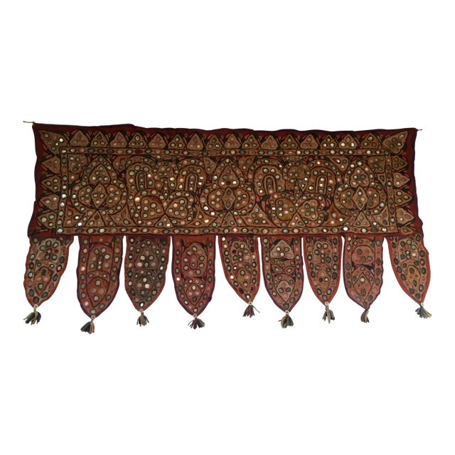 Indian Embroidered Mirrored Door Valance For Sale