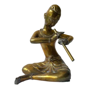 Ornate Brass Thai Musician Figurine or Snake Charmer, Vintage