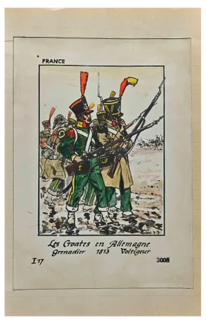 Herbert Knotel, Le Croates en Allemagne Grenadier 1813, Ink & Watercolor Drawing, 1940s