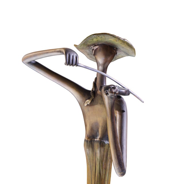 Metal Ruth Bloch Signed Bronze Violinist Sculpture For Sale - Image 7 of 8