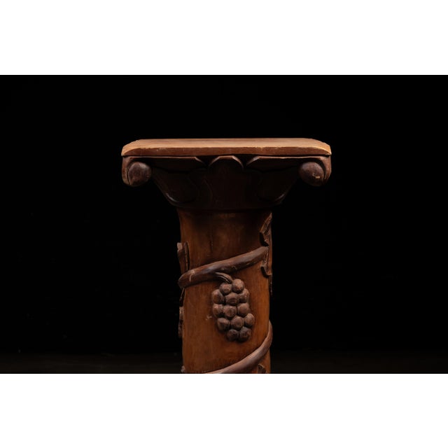 Late 20th Century Late 20th Century Carved Wooden Grape-and-Vine Pedestal Stand For Sale - Image 5 of 7