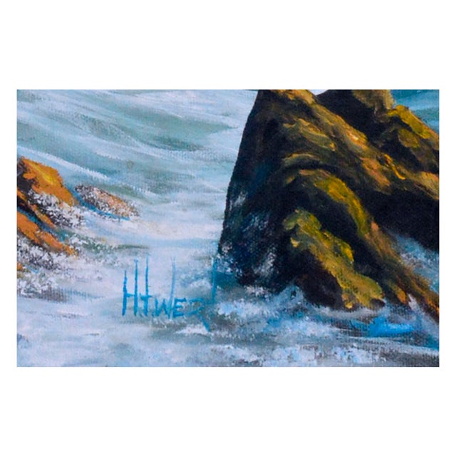 1980s 1980s "Crashing Waves" Seascape Oil Painting, Framed For Sale - Image 5 of 6