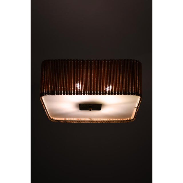 Brown Ceiling Lamp in Brass and Glass by Paavo Tynell, 1940s For Sale - Image 8 of 10