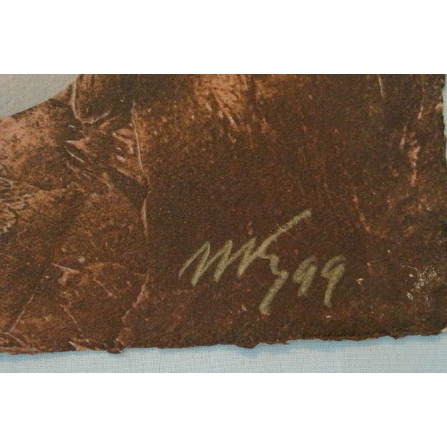 This intaglio mixed media unique monoprint is on heavy hand made paper with beautiful deckled edges on all sides. it is a...