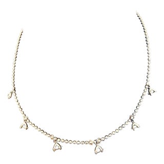 13.5 Gm 18 Karat White Gold 6 Hanging Station Chain by Designer Aspery For Sale