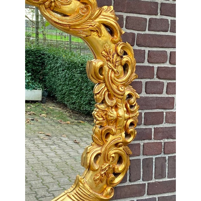 1970s 1970s Italian Rococo Gold Beech Wall Mirror For Sale - Image 5 of 12