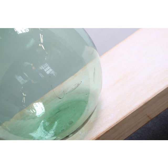 Vintage Italian Mouth Blown Glass Bulbous Demijohn in Seafoam Green For Sale - Image 10 of 18