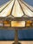 Arts & Crafts Antique Duffner & Kimberly Leaded Glass Table Lamp, Geometric Banded Shade For Sale - Image 3 of 11