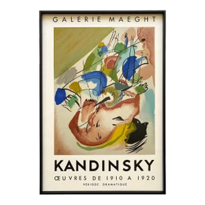 Wasily Kandinsky Vintage 1955 Mid Century Modern Mourlot Lithograph Print Framed Paris Exhibition Poster " Improvisation XXXI " 1913