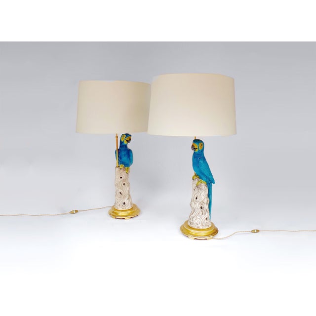 Blue Vintage Blue Parrot Lamps, 1970s, Set of 2 For Sale - Image 8 of 8