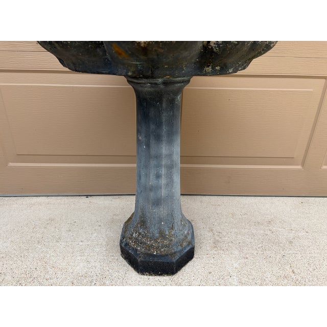 Vintage Grotto Style Cast Concrete Shell Birdbath For Sale - Image 9 of 12