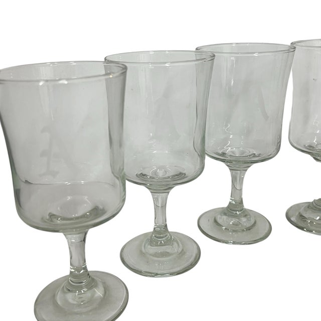 Glass Vintage Mid Century Etched Monogram “A” Goblet - Set of 8 For Sale - Image 7 of 10
