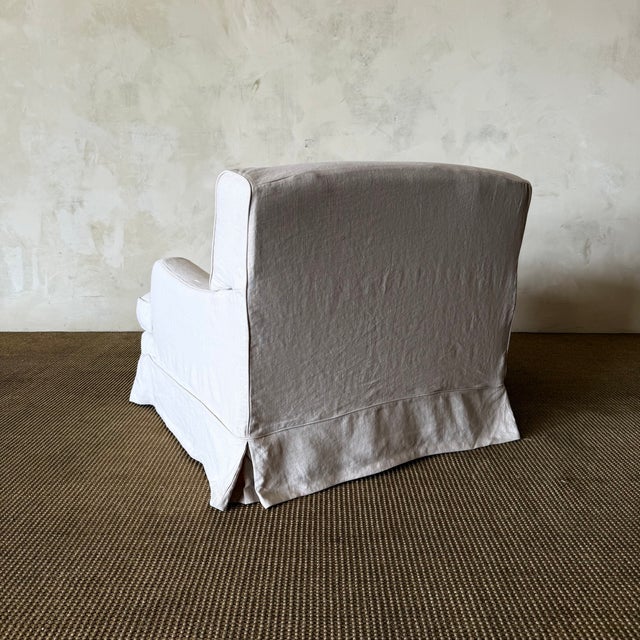 Bruce Chair - Belgian Inspired Roll Slip Covered in 100% Linen For Sale - Image 11 of 15