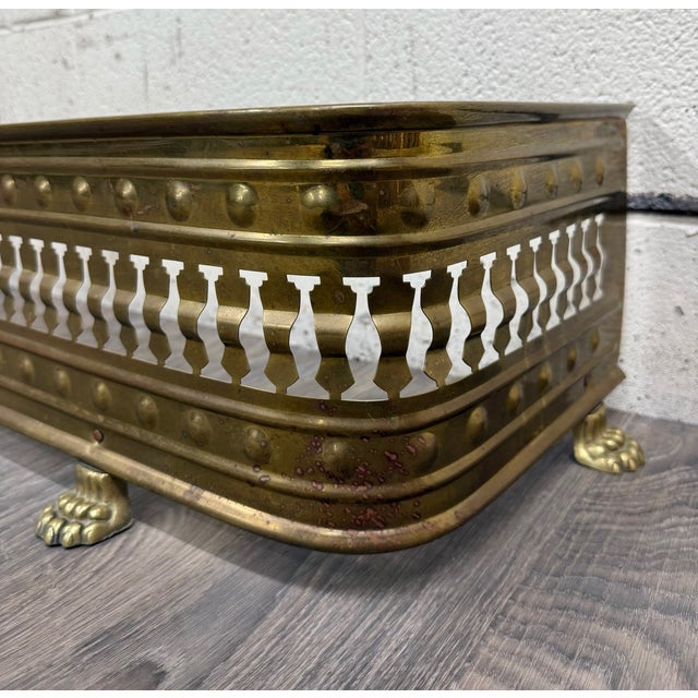 Brass Antique English Brass Fireplace Fender For Sale - Image 8 of 11