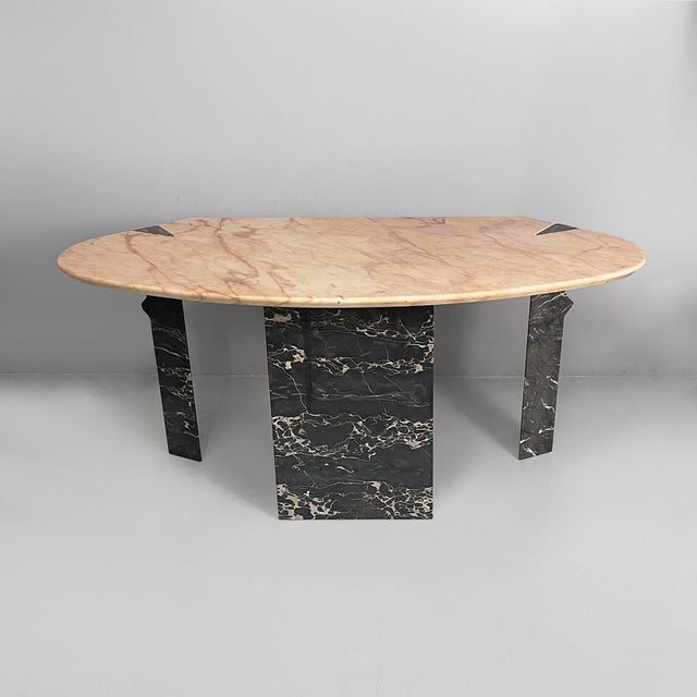 Italian Modern Wall Console in Black and Pink Marble, 1980s For Sale - Image 3 of 18