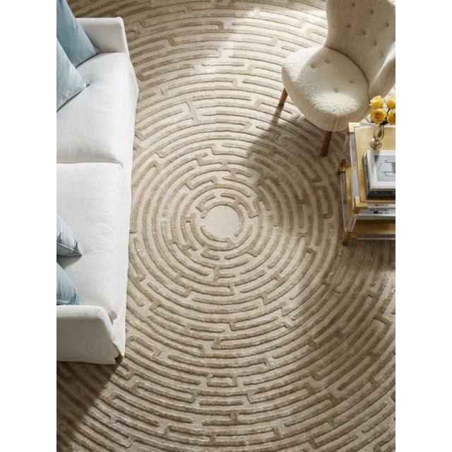 Contemporary Amiens Hand-Tufted Maze Rug, Wheat Tan, 9x12 For Sale - Image 3 of 3