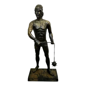 Antique 1920s French Bronze Gladiator Warrior Sculpture With Verdigris Patina