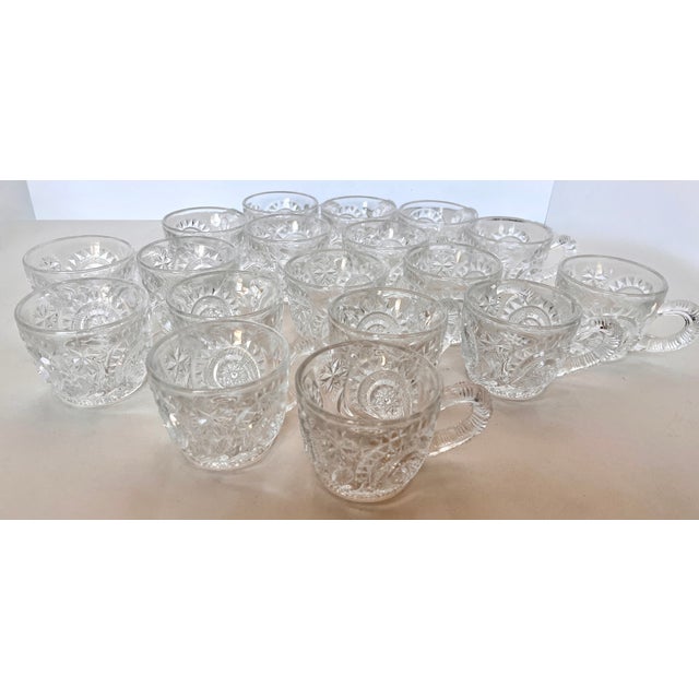Vintage l.e. Smith Glass Pinwheel and Stars Punch Glasses - Set of 18 For Sale - Image 4 of 11