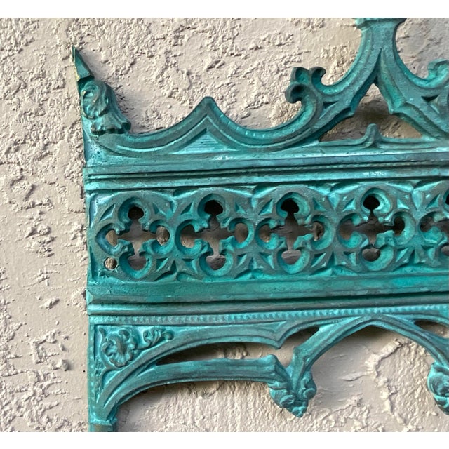 Green Funky Exquisite Antique Bronze Architectural Wall Hanging For Sale - Image 8 of 18