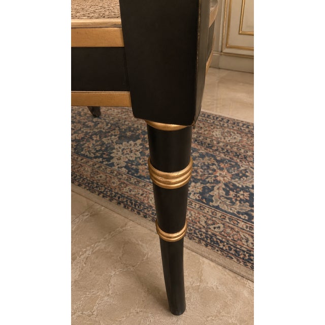 Pair of Baker Furniture “Governor Alston” Regency Black & Gilt Caned Armchairs For Sale - Image 10 of 14