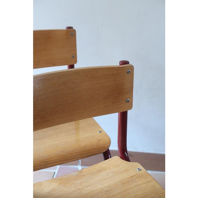 Cantilever Chairs in Beech and Red Lacquered Steel by Randers Møbelfabrik, Denmark, 1960s, Set of 4 For Sale - Image 11 of 18