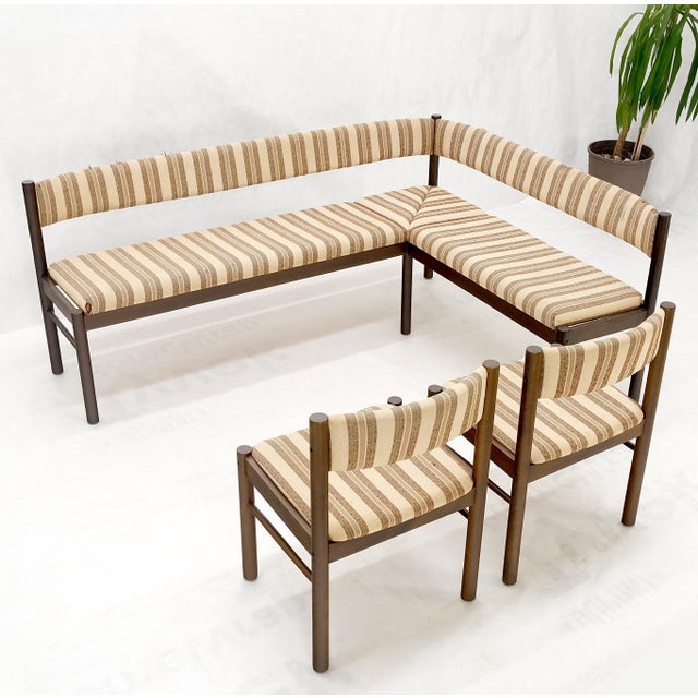 Danish Mid Century Modern L Shape Bench Chairs Dining Table Kitchen Dinette Set For Sale - Image 13 of 15