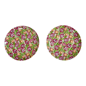 1990s Springfield England All Flower Salad Plate - Set of 2, Chintz Style, Pink Background