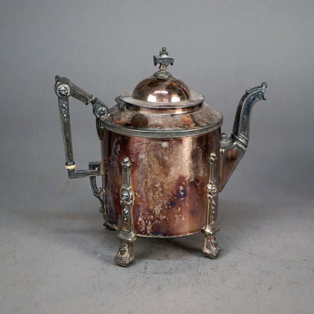 Silver Circa 1890 Antique Silver Plated Footed Tea Set- 4 Pieces For Sale - Image 8 of 12