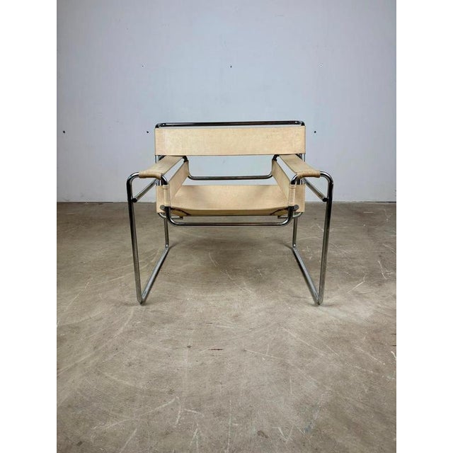 Gavina White Wassily B3 Armchair by Marcel Breuer for Gavina, Italy, 1960s For Sale - Image 4 of 9