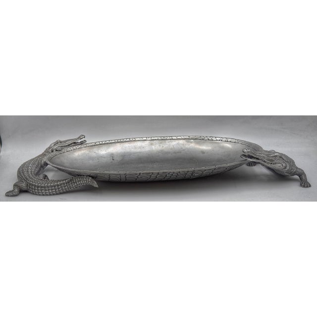 Contemporary Arthur Court Cast Aluminum Alligator Oval Serving Tray Centerpiece, 2005 For Sale - Image 3 of 11