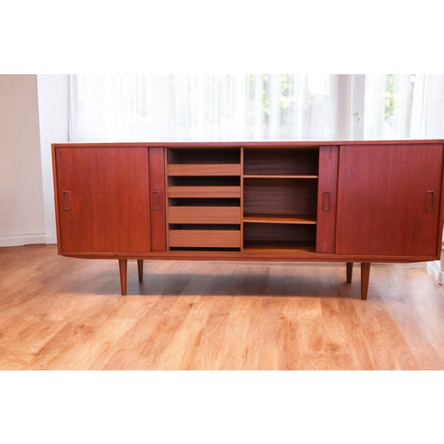 Wood Vintage Danish Teak Sideboard with Sliding Doors, 1960 For Sale - Image 7 of 18