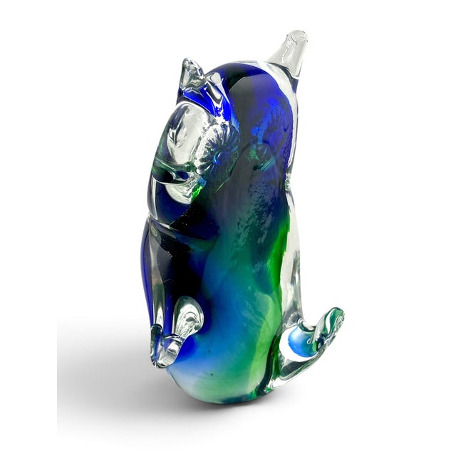 Mid-Century Modern Vintage 1970’s Italian Murano Art Glass Owl Figurine Paperweight For Sale - Image 3 of 6
