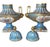 Decorative pair of French Sèvres style porcelain urns in a rich celestial blue ground with gilt decoration and hand-...