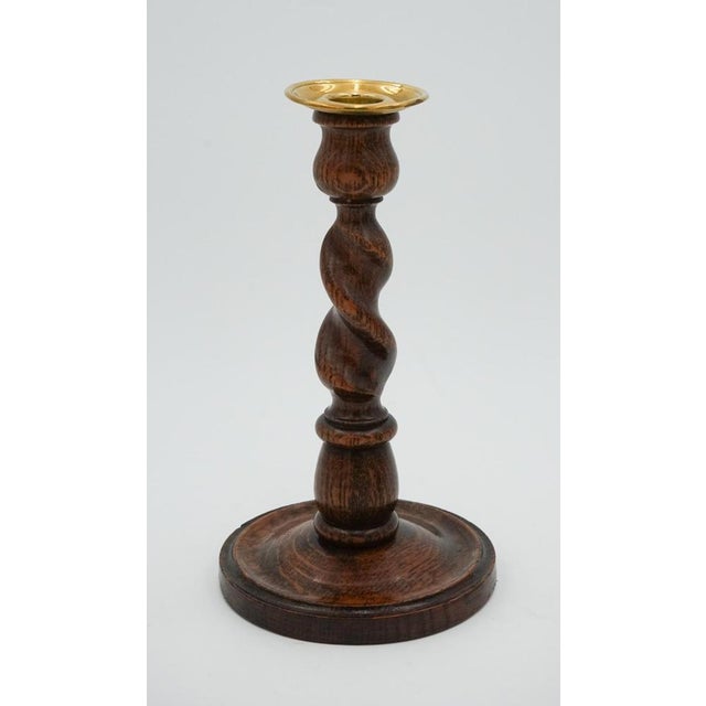 Early Victorian English Oak Barley Twist Candleholders, Set of 2 For Sale - Image 4 of 12